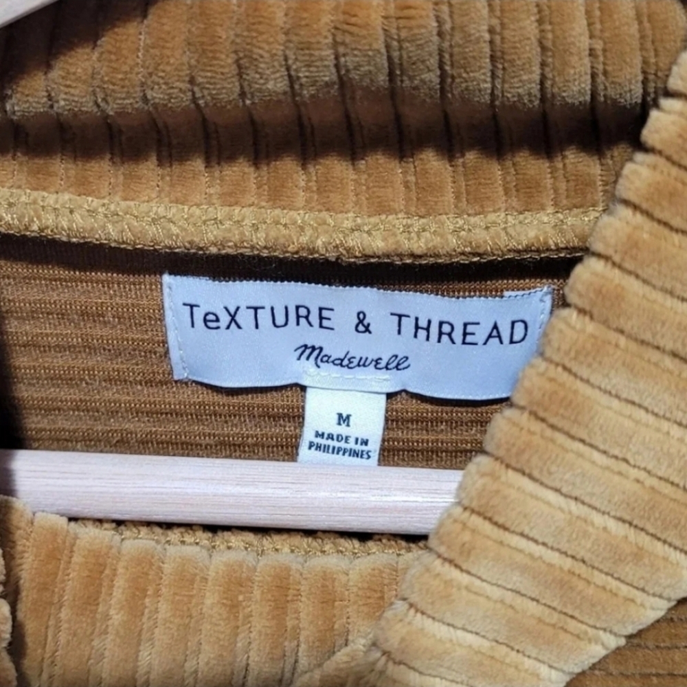 Madewell Texture & Thread Velour Corduroy Mockneck Top in mustard Color Medium - Picture 8 of 10